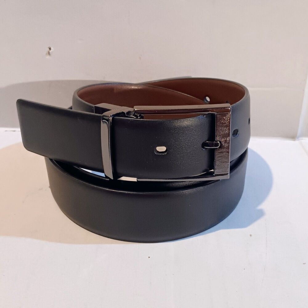 Perry Ellis Portfolio Reversible Dress Belt-Size 42-Faux Leather-Black/Brown